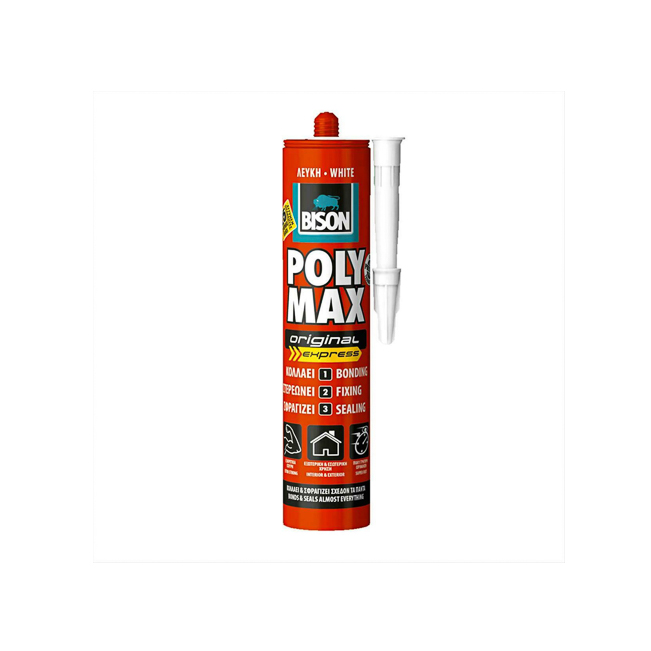Σφραγιστική Κόλλα Σιλικόνης Polymax High Tack Express Λευκή 425gr Bison