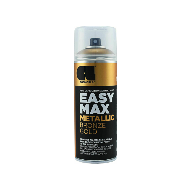 20211130094628_8822dda4 Σπρέι Βαφής Easy Max Metallic Ακρυλικό με Σατινέ Εφέ Bronze Gold 400ml Cosmos Lac